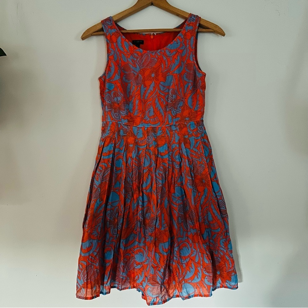 Talbots Orange and Blue Floral Midi Dress-2P - Picture 2 of 11